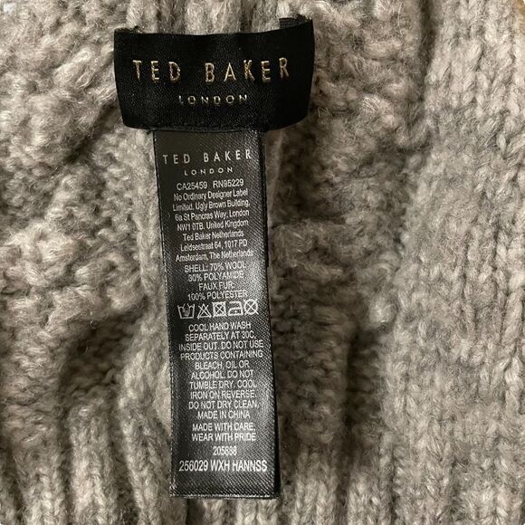 Ted Baker - Grey Wool Pompom Beanie - Picture 4 of 4